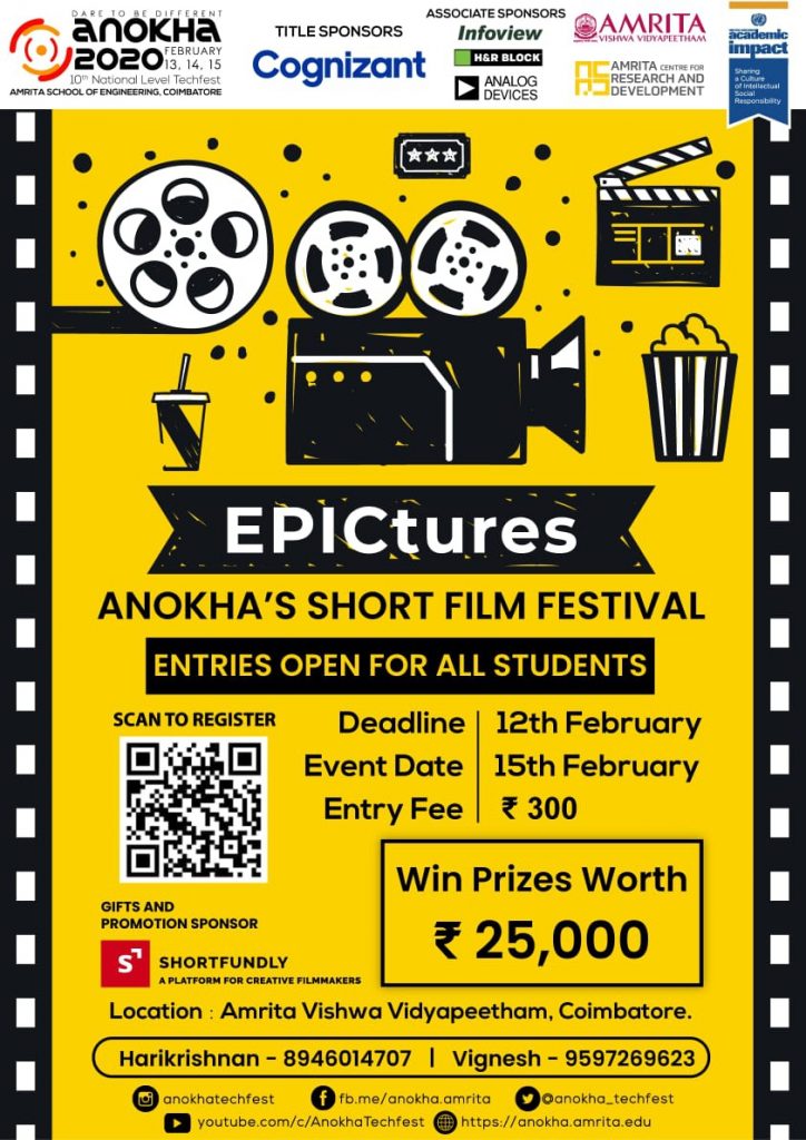 Amrita University Coimbatore Short Film Festival Event 2020 Poster