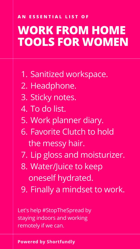 Top 9 essential list of work from home tools for women