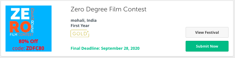 zero degree film festival contest in 2020