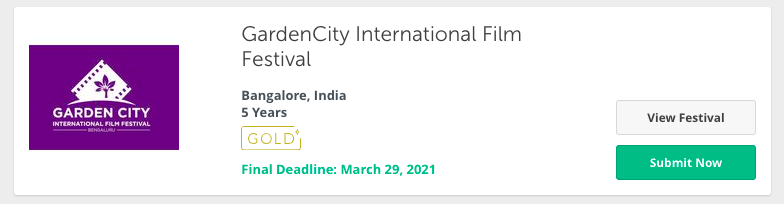GardenCity International Film Festival  - Bangalore, Karnataka. 