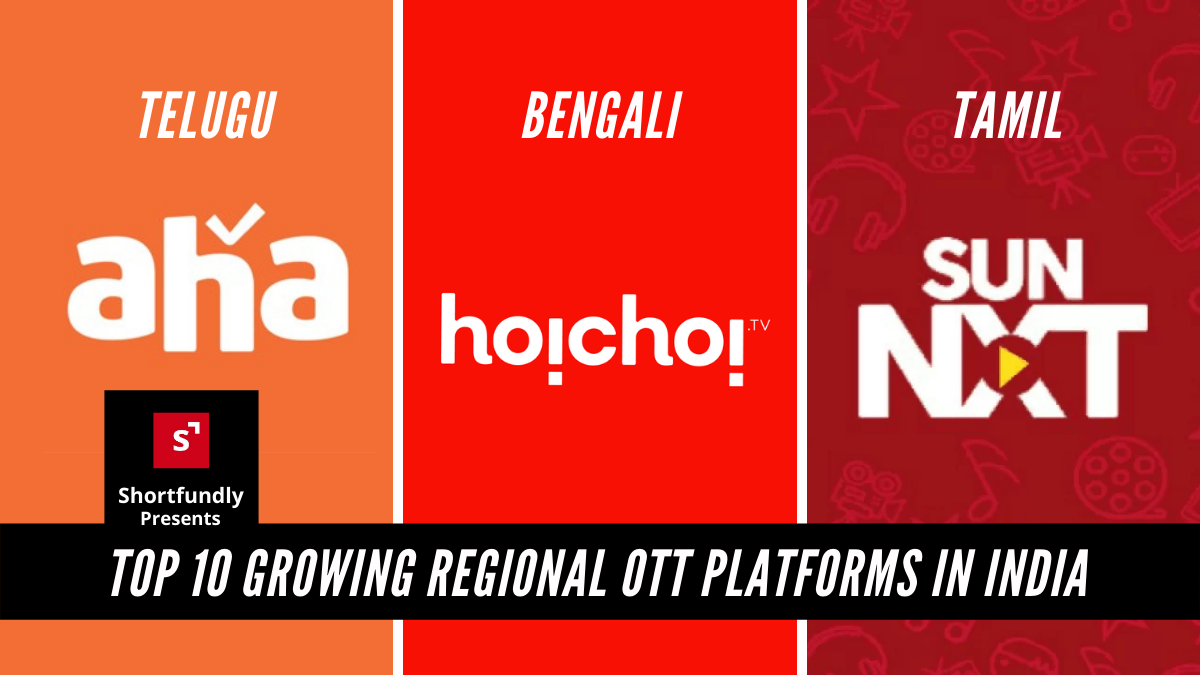 Top 10 Growing Regional OTT platforms in india - aha,hoichoi,ullu,sunnxt