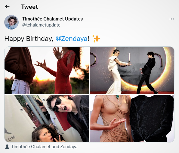 Timothee Chalamet's tweet with Zendaya