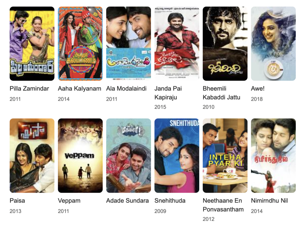 nani actor movies list - 2011 to 2018